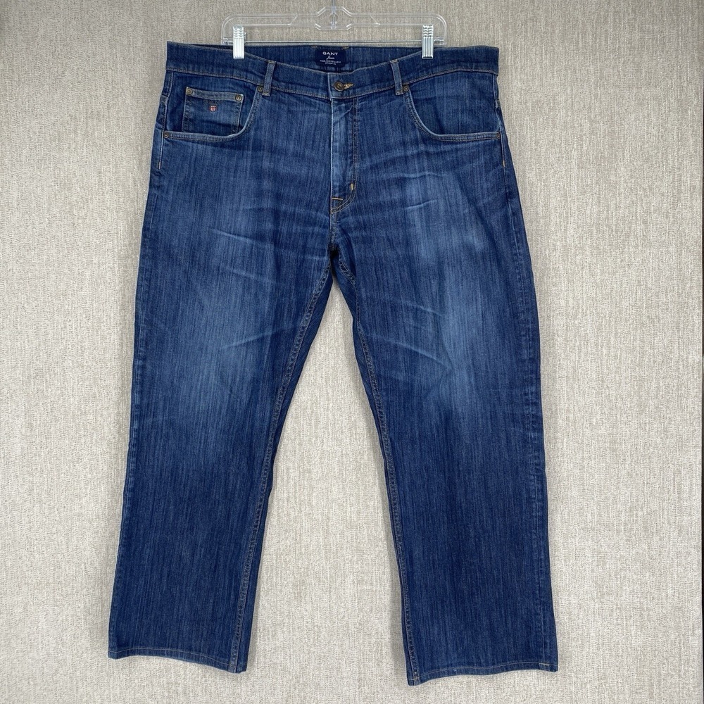 Gant Jason Straight Leg Jeans Mens 40x32 Blue Denim Stretch Normal Waist Regular